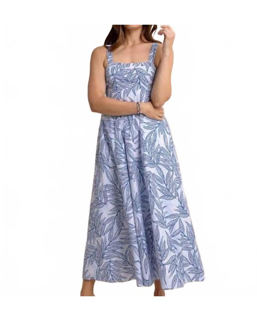 Southern Tide Blue Leighton Palms Seersucker Tie Back Maxi Dress