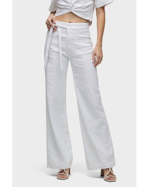 Hudson Jeans Women's White Tie Waist Pin Tucked Trouser Pants