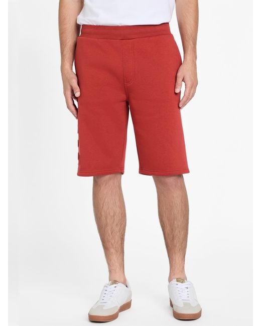 Guess Red Elio Fleece Shorts for men