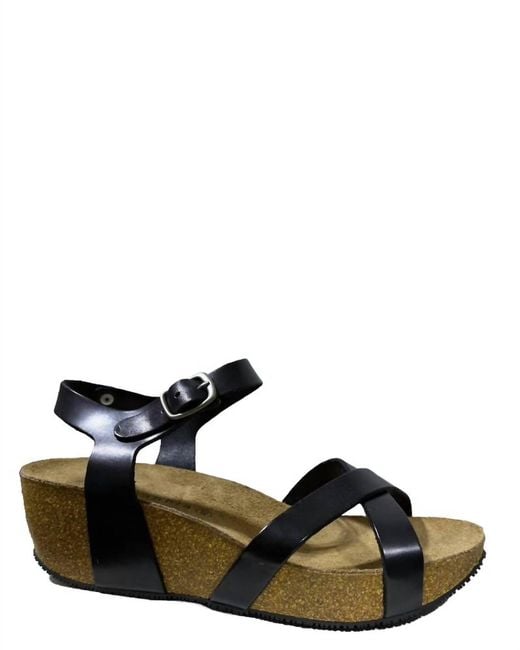 Eric Michael Black Veda Strap Wedge Sandals