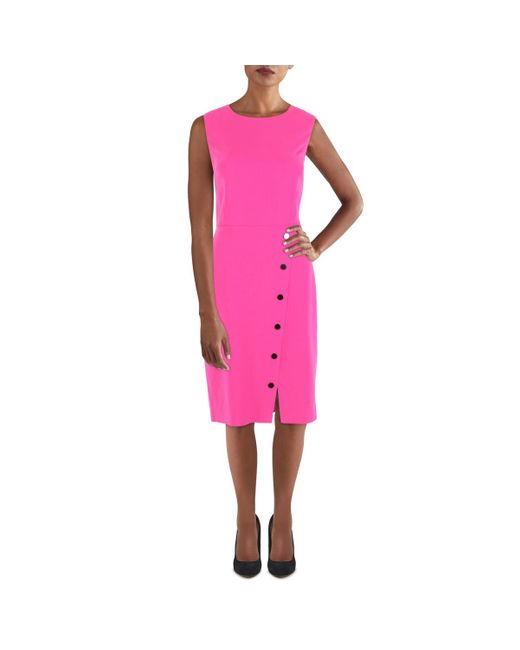 Kasper Button Sheath Wear To Work Dress in Pink Lyst