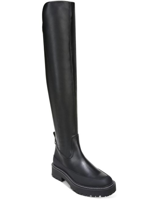 Sam Edelman Lerue Faux Leather Lug Sole Over-the-knee Boots in Black | Lyst