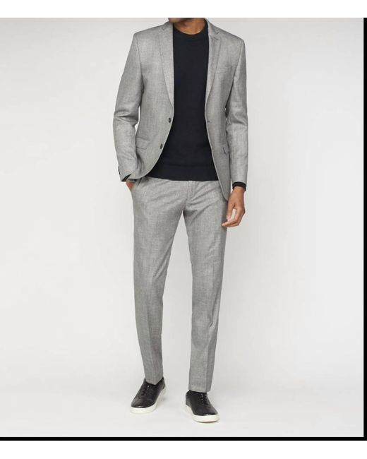 Ben Sherman Men's Gray Burge Bi Stretch Slim Fit Suit Jacket