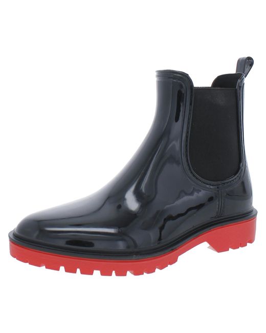 INC Black Rylien Patent Pull On Rain Boots