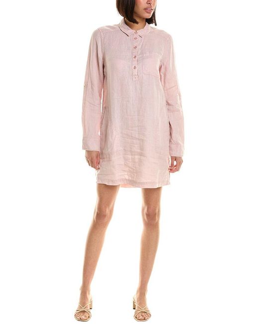 Michael Stars Pink Eleanor Utility Linen Shirtdress