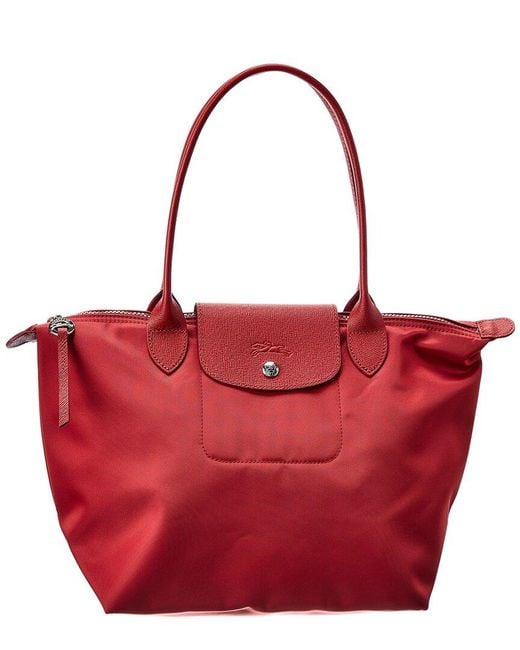 Longchamp Le Pliage Neo Small Nylon Long Handle Tote in Red | Lyst