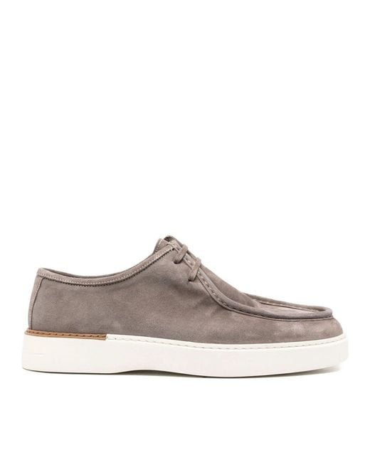 JOHN HARRISON Brown Suede Rounded Toe Loafers for men