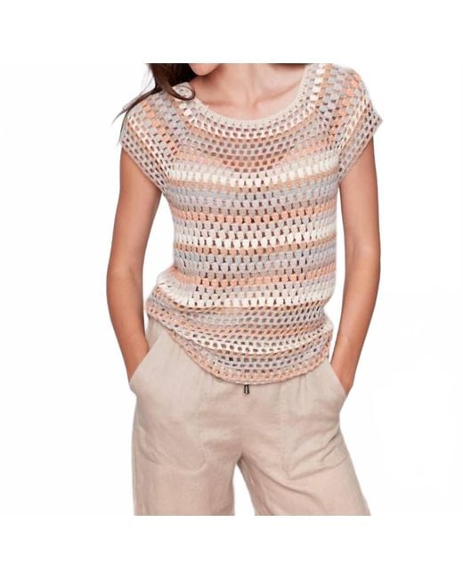 Charlie b Natural Raglan Crochet Cap Sleeve Top