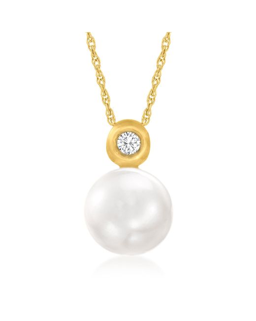 Ross-Simons Metallic 10-11mm Cultured Pearl Pendant Necklace