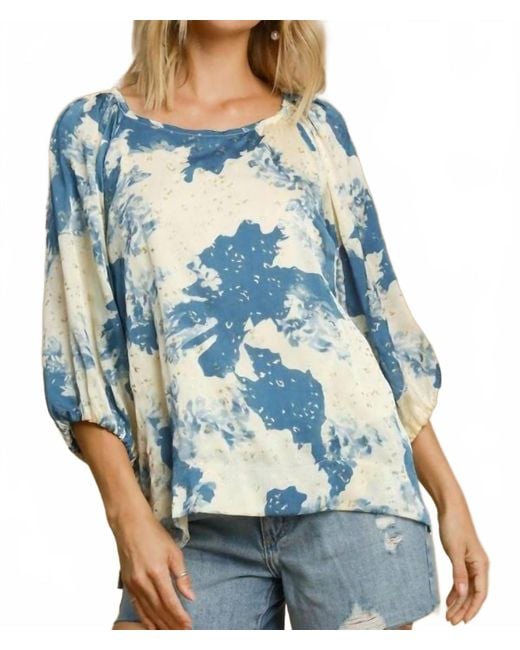 Umgee Blue Abstract Print Top