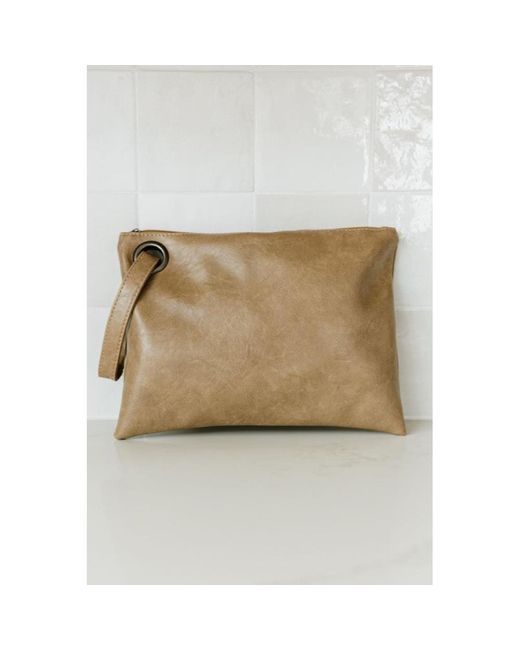 Fashnzfab Natural Alexa Oversized Clutch With Wristlet