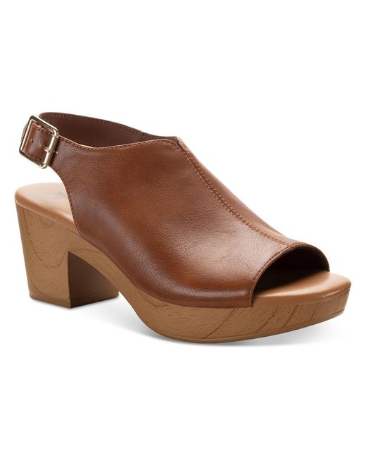 Style & Co. Brown Amaraa Faux Leather Buckle Clogs