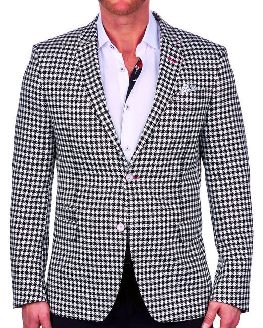 Maceoo Blue Jacquard Design Blazer Jacket for men