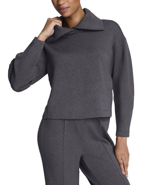 Spanx Blue Brushed Collared Top