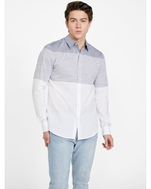 Guess Factory Stefano Color block Shirt in White for Men Lyst