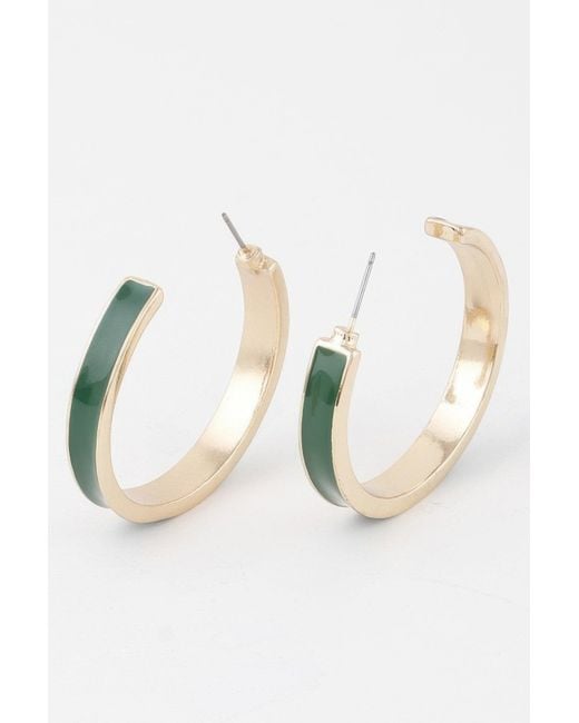 Fashnzfab Metallic Solid Lined Hoop Earrings