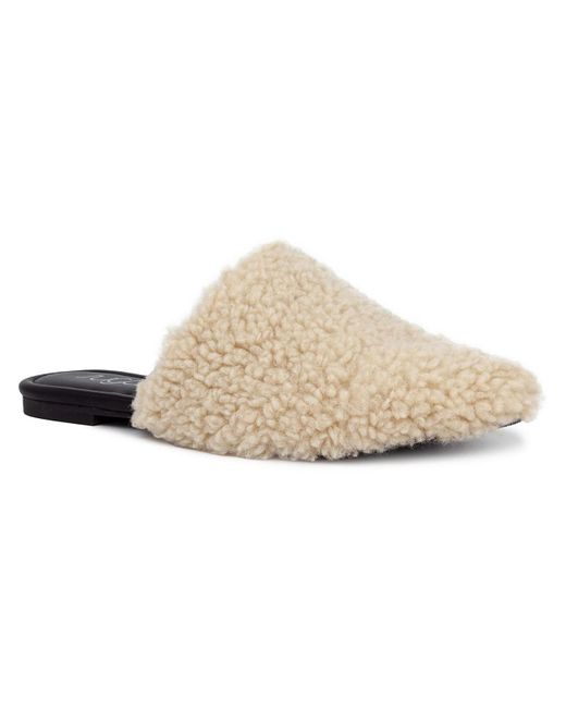 Sugar Natural Actly Faux Fur Pointed Toe Mules