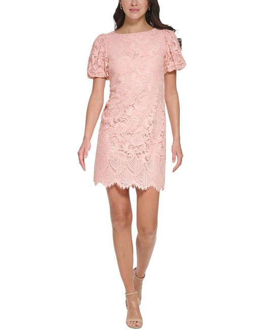 Jessica Howard Pink Petites Lace Short Sheath Dress
