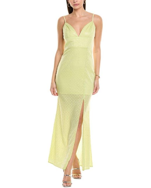 Line & Dot Yellow Sequin Maxi Dress