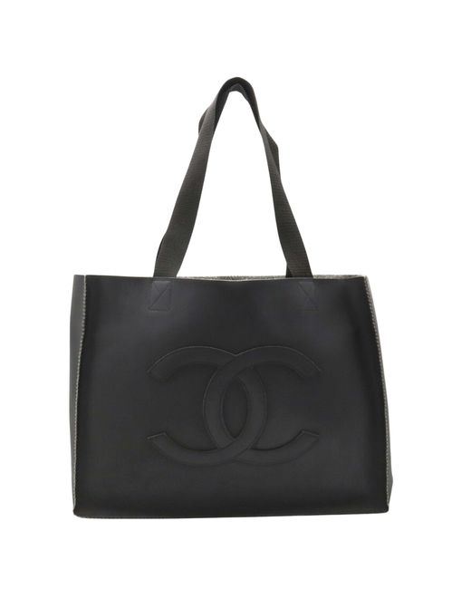Chanel Black Shopping Rubber Tote Bag (pre-owned)