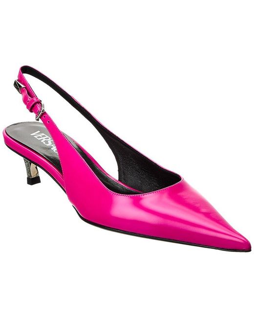 Versace Pink Pin-Point Leather Pump