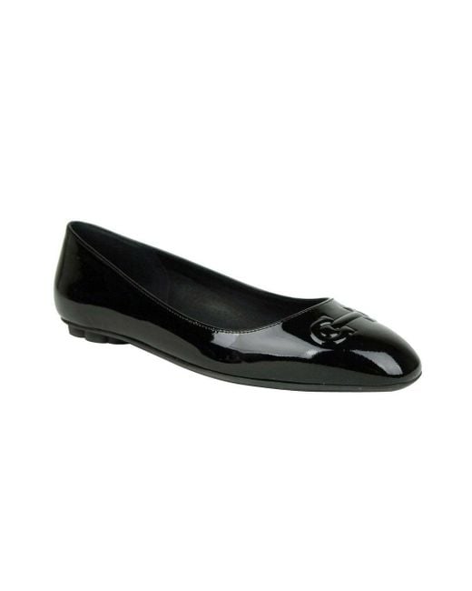 Ferragamo Black Patent Leather Ballet Flats |