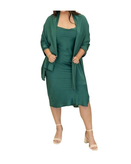 Sadie & Sage Green Mirage Cowl Neck Midi Dress With Shawl