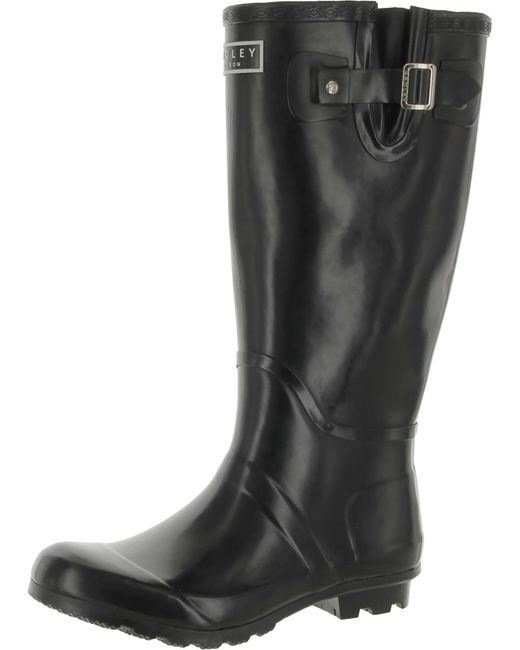 Radley Black Rubber Tall Mid-calf Boots