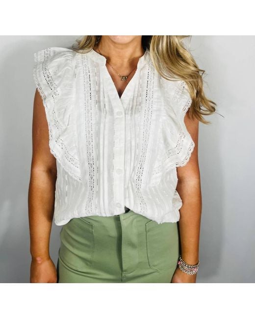 Wishlist White Tulum Lace Trim Top