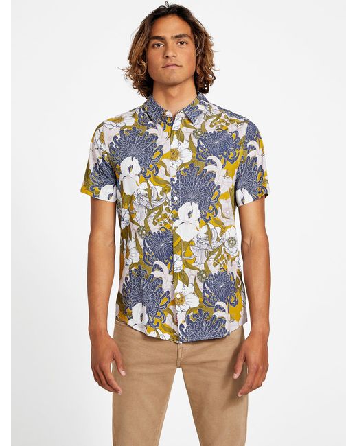 Guess Chauncy Floral Shirt in Blue for Men Lyst
