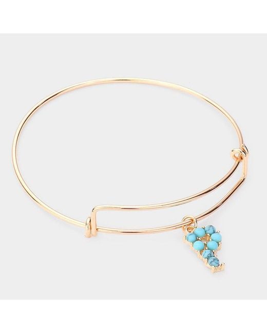 Fashnzfab Metallic P- Embellished Initial Monogram Charm Bracelet
