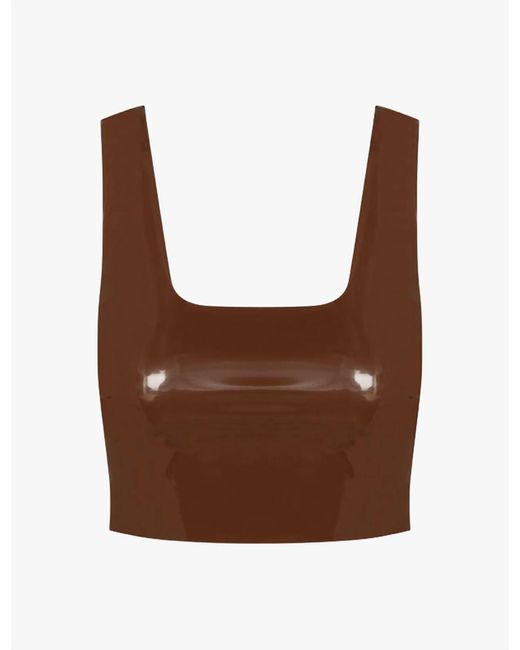 Commando Brown Faux Patent Leather Crop Top