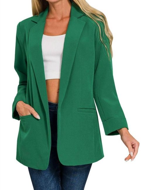 Eesome Green Shawl Lapel Blazer