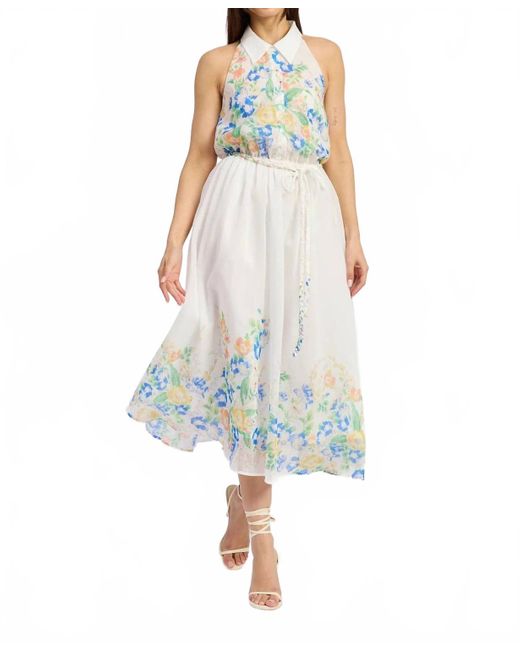 En Saison White Collared Halter Midi Dress