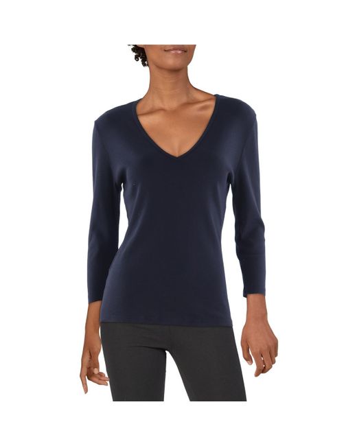 Michael Stars Blue Knit Cotton Pullover Top