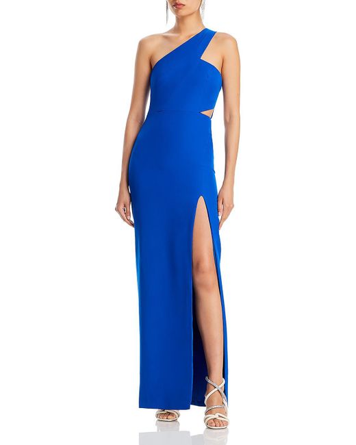 Aidan By Aidan Mattox Blue Cut-out One Shoulder Formal Dress