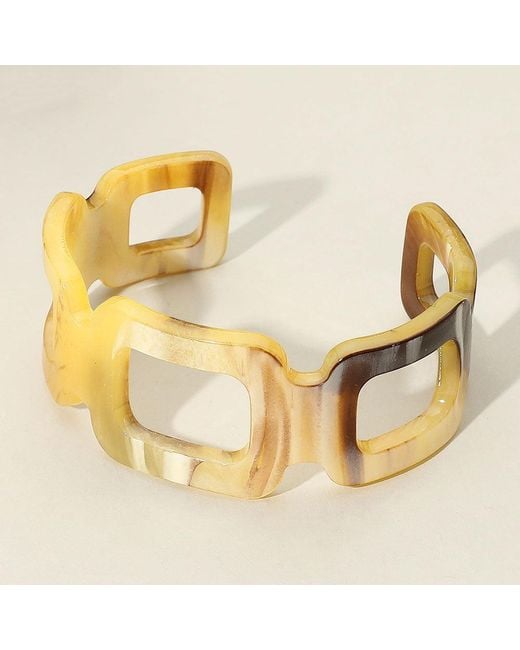 Fashnzfab Metallic Celluloid Acetate Open Link Cuff Bracelet