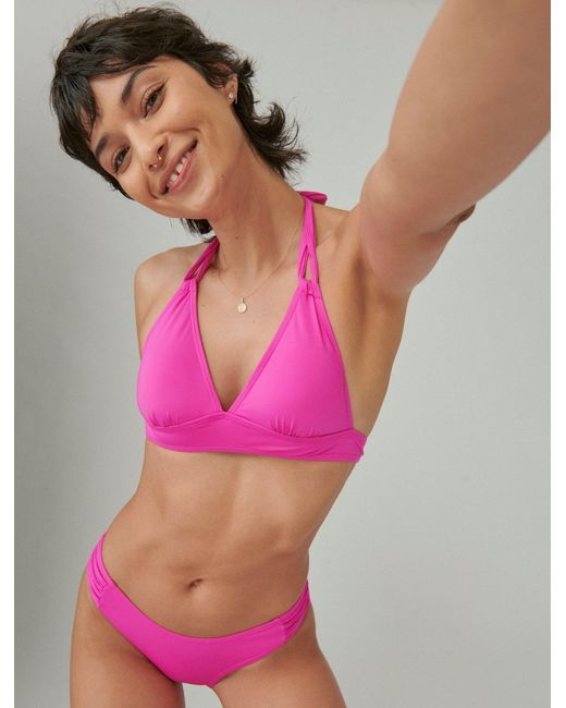 Lucky Brand Pink Solid Triangle Bikini Top