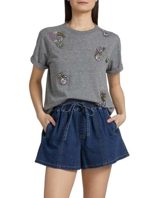 Cinq À Sept Blue Crystal Ivy Shrunken Tee