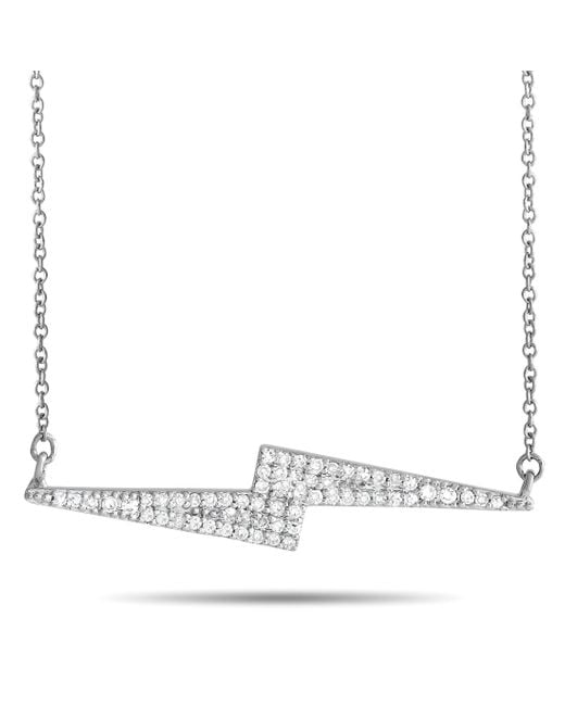 Non-Branded White Lb Exclusive 14k Gold 0.25ct Diamond Lightning Bolt Necklace Pn15105