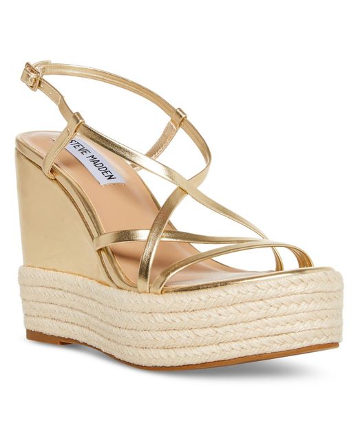Steve Madden Metallic Whitlee Faux Leather Dressy Wedge Sandals