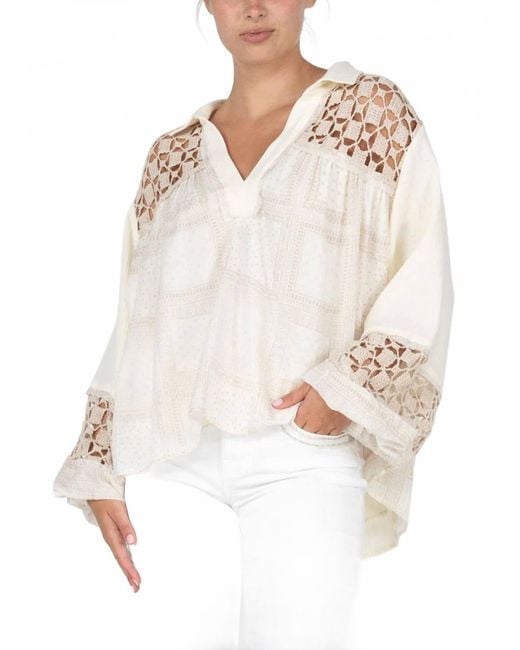 Miss Me White Button Up Printed Blouse