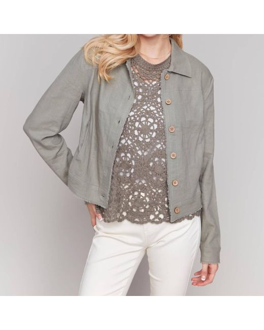 Charlie b Gray Linen Button Up Jacket