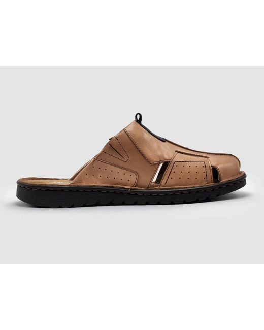 KCR Group Black Lounge Leather Sandals for men