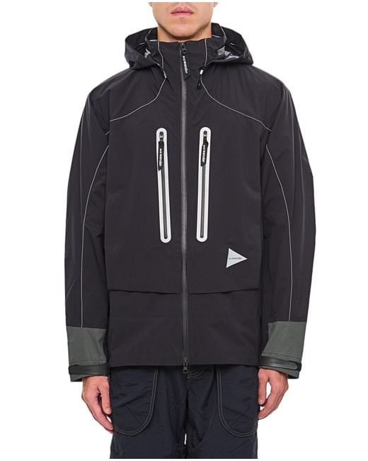 And Wander Blue Lightweight Waterproof Rain Jacket With Adjustable Features for men