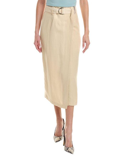 Brunello Cucinelli Natural Linen-blend Skirt