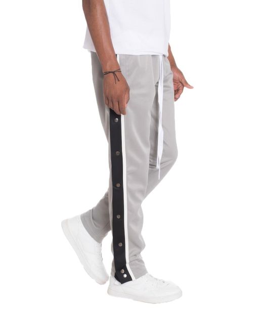 TRUEDAMES Gray Snap Button Track Pants for men