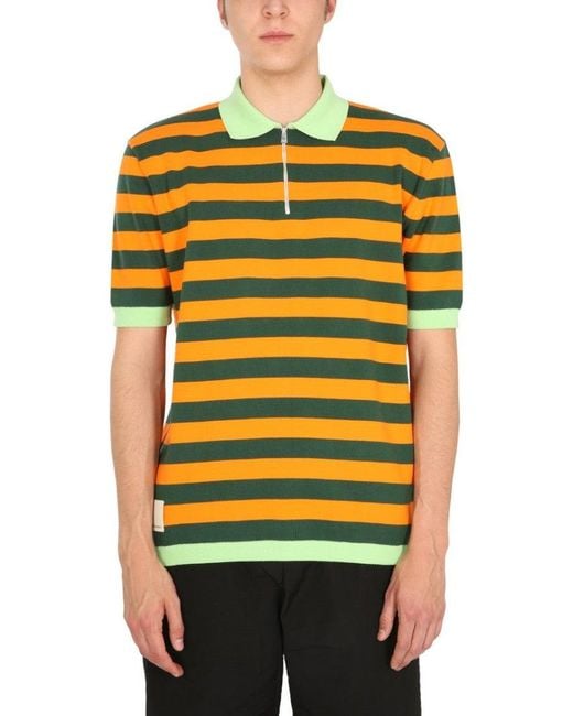 SUNNEI X ELEONORA BONUCCI Yellow Horizontal Striped Knitted Polo Shirt for men