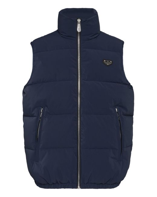 Philipp Plein Blue Nylon Down Jacket Vest for men