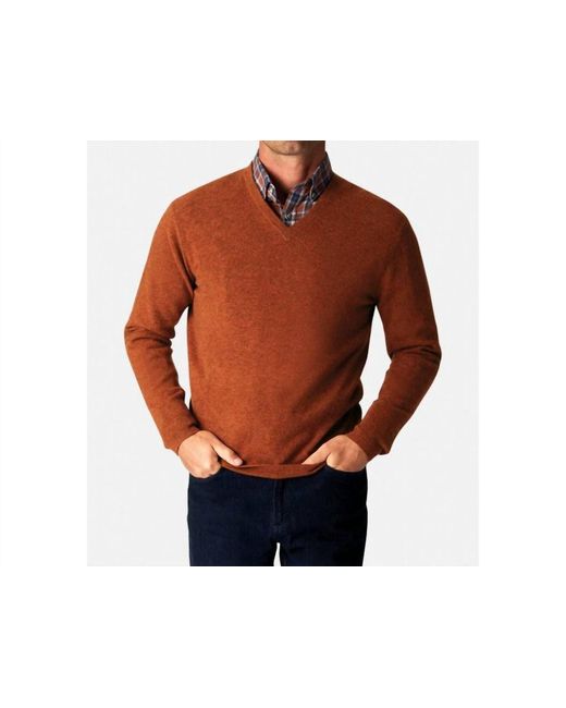 Autumn Cashmere Blue Cashmere V-neck Pullover Sweater for men